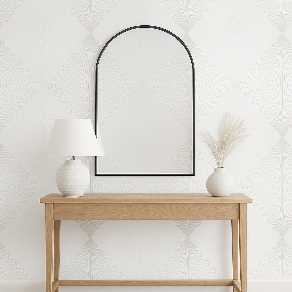 Geometric Wallpaper silver and white