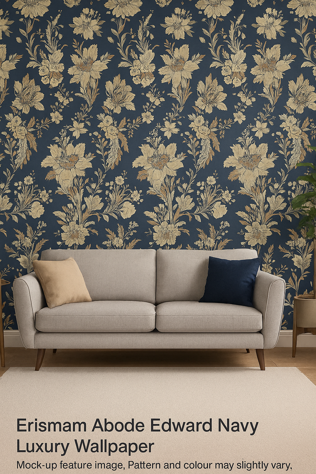 Abode Edward Navy Luxury Floral Wallpaper (05550-44)