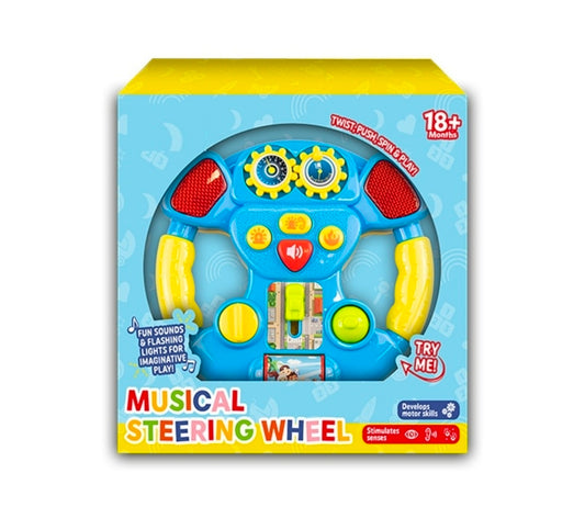 Little Learners Musical Steering Wheel (18m+) – Lights & Sounds Toy