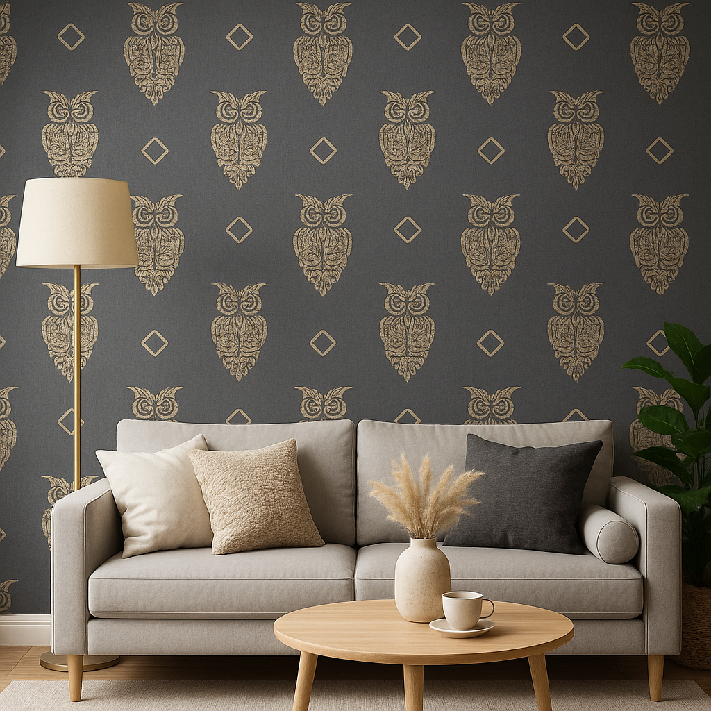 What a Hoot Wallpaper. Black and gold glitter owls