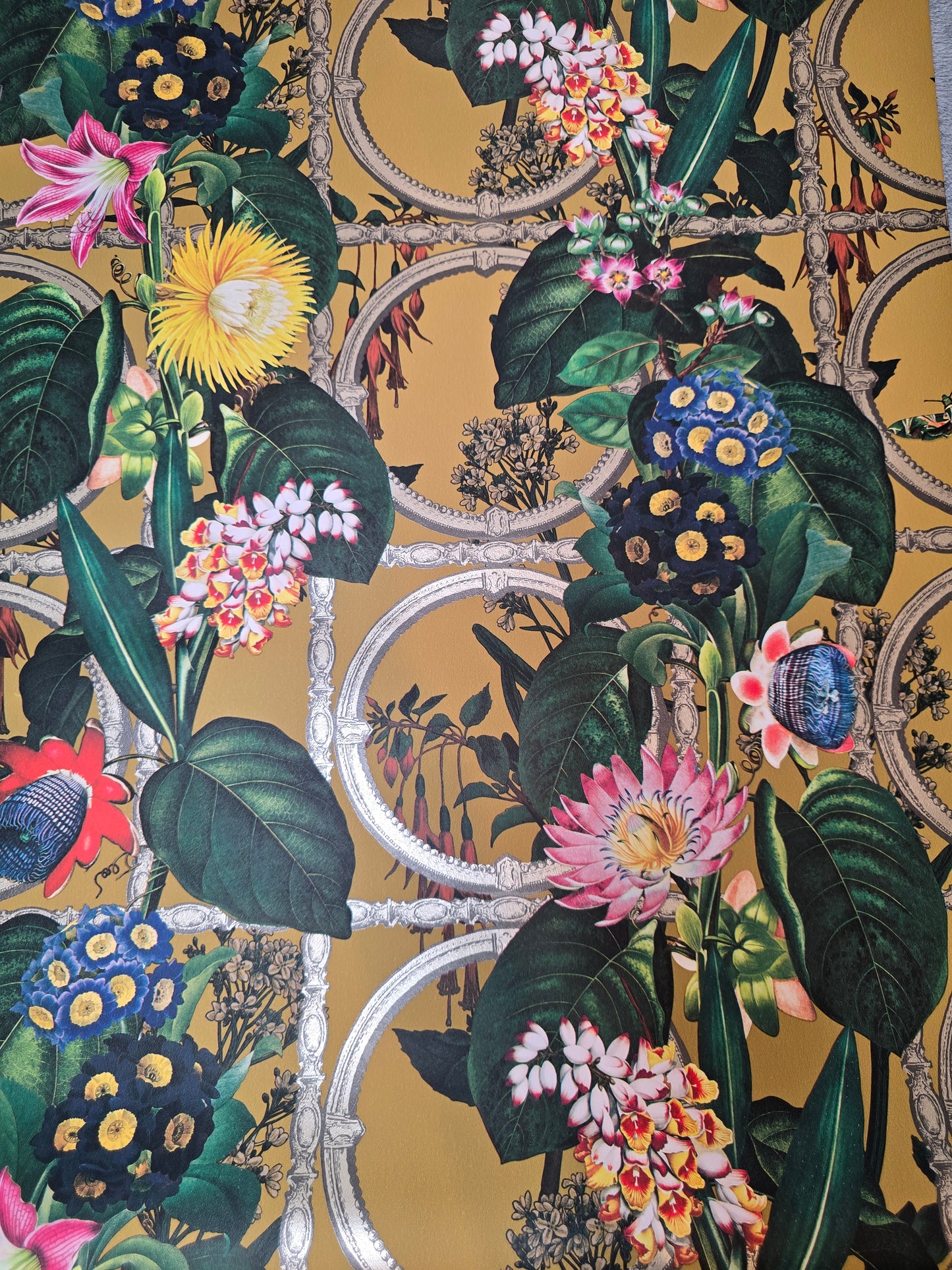 Alata Ochre Botanical Floral Feature Wallpaper (91433)