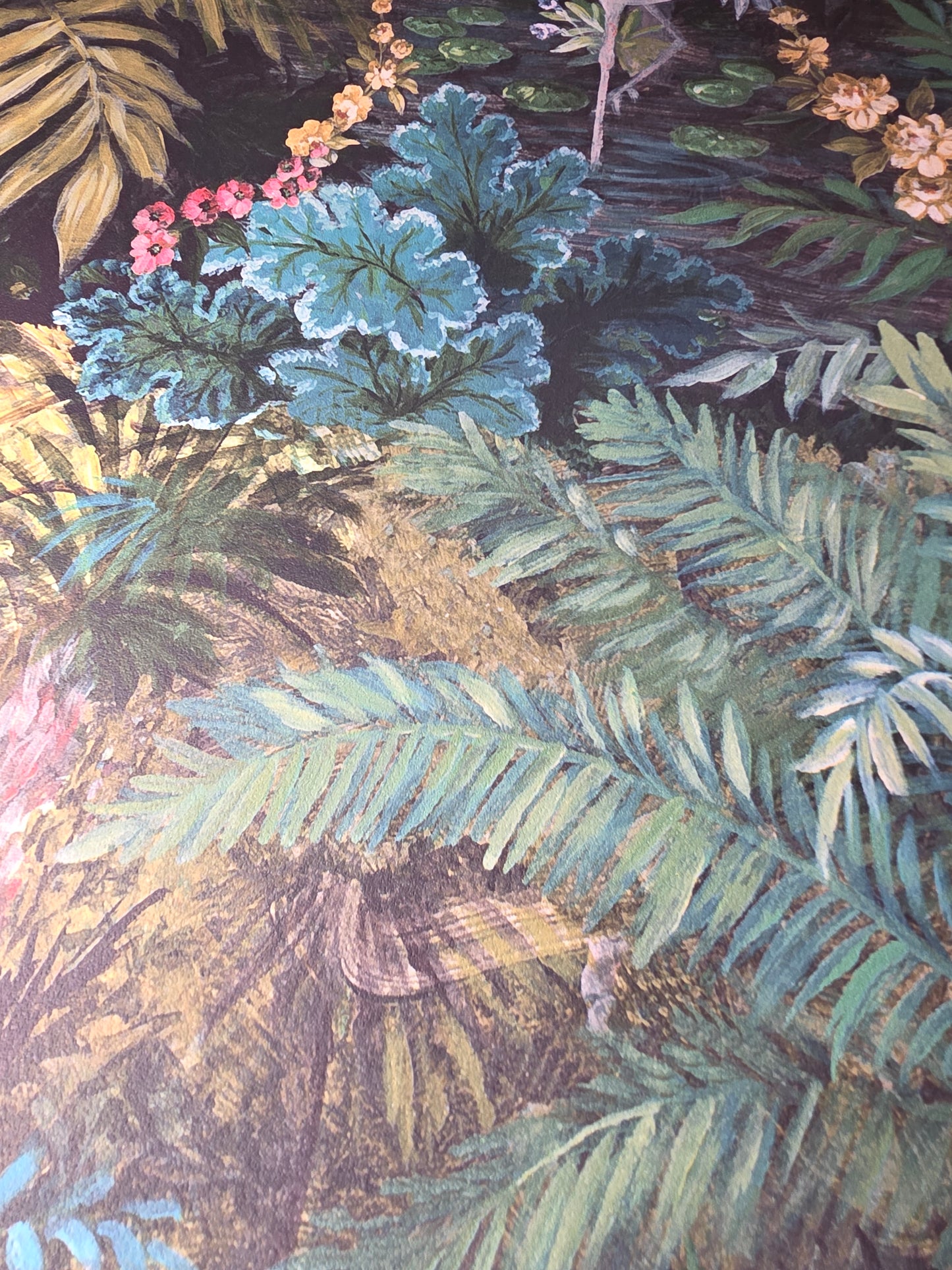 Jungle Paradise Tropical Wallpaper Black Botanical Crane Feature Wall (13181)