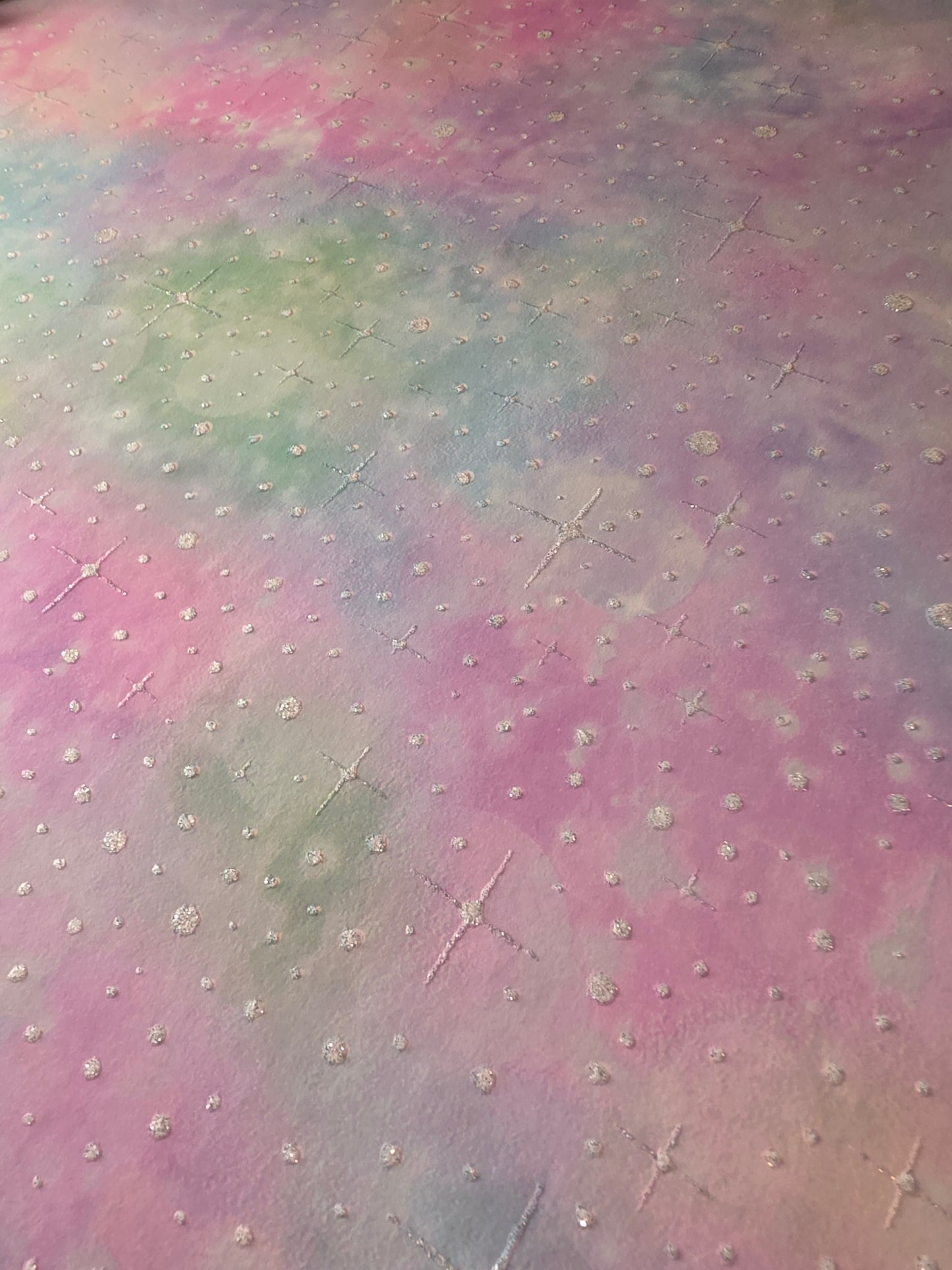 Pastel Galaxy Iridescent Wallpaper – Pink Blue Glitter Effect Feature Wall (12795)
