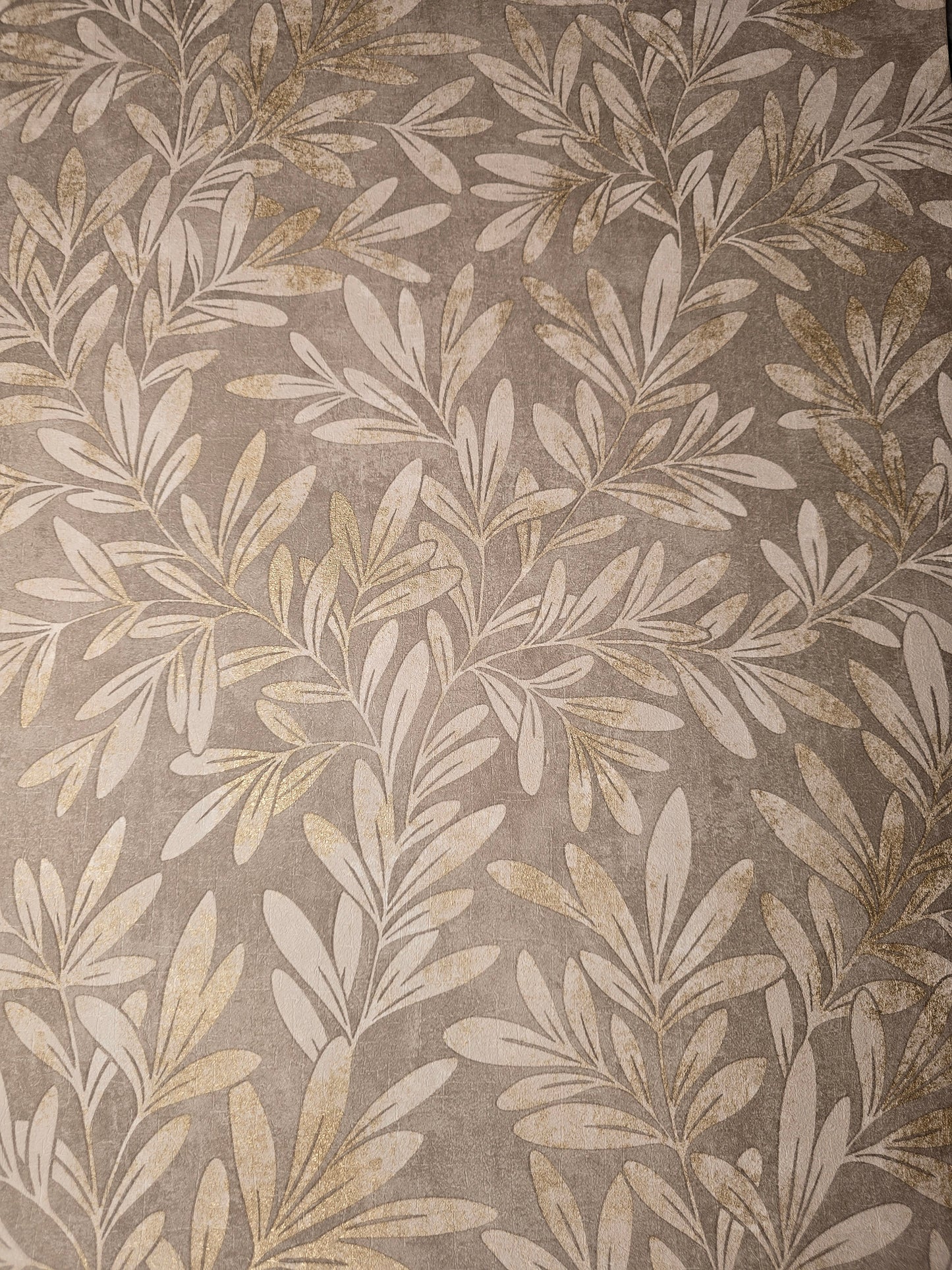 Willow Trail Taupe Textured Leaf Wallpaper – 204801