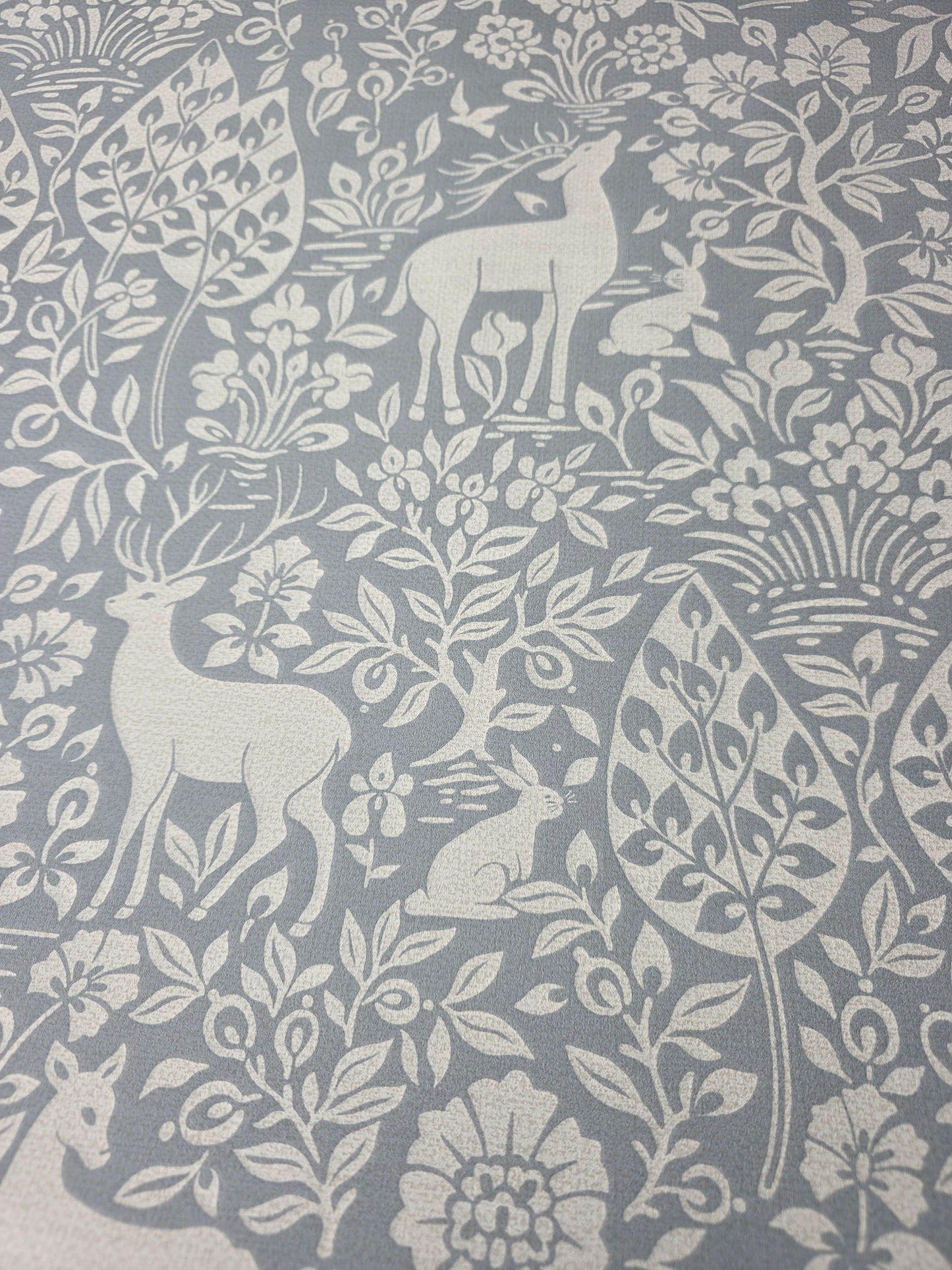 Blue Woodland Deer & Tree Wallpaper – Nature Forest Animal Design – Feature Wall Decor (14163)