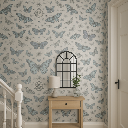 Glitter butterfly Silver Wallpaper