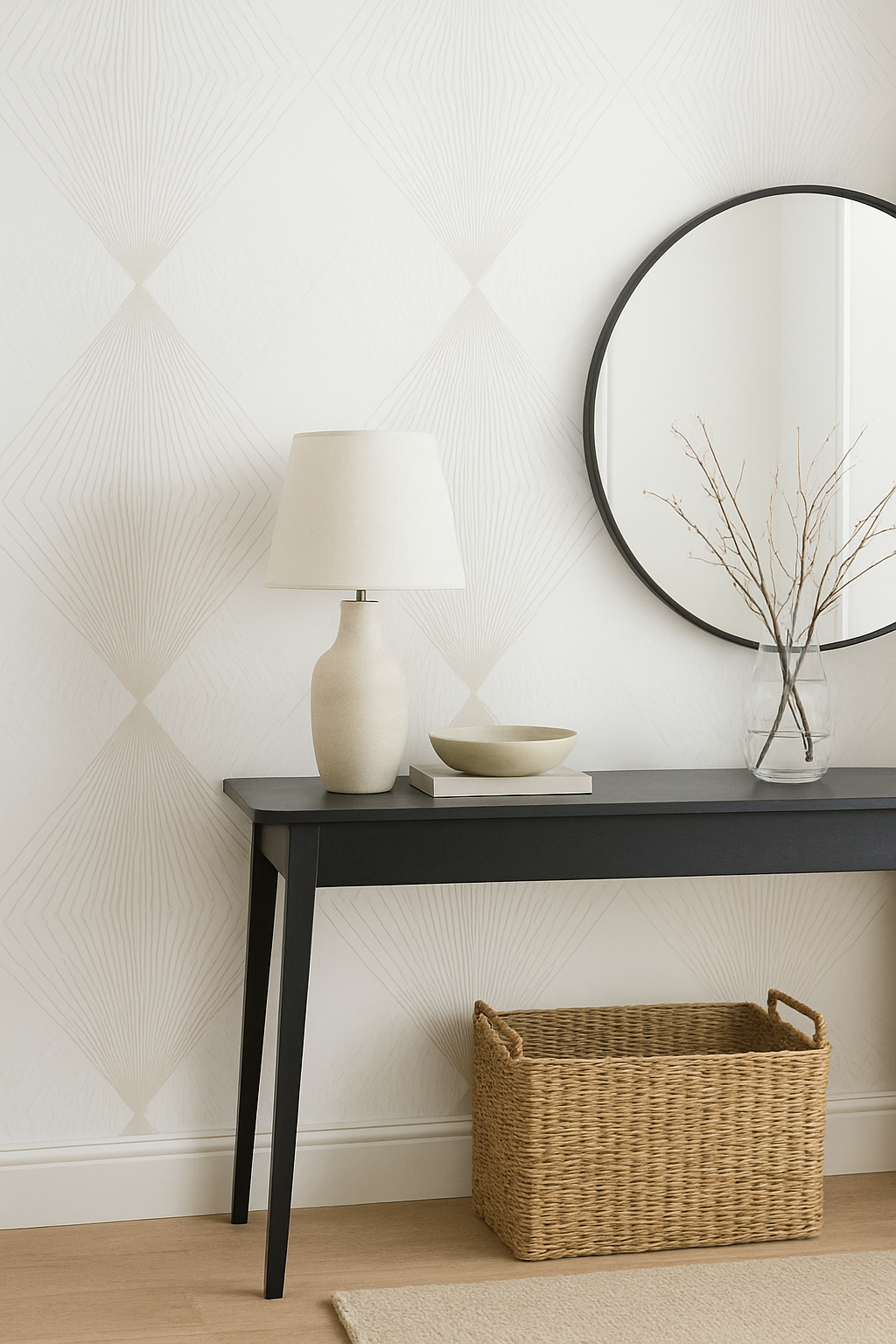 Geometric Wallpaper silver and white