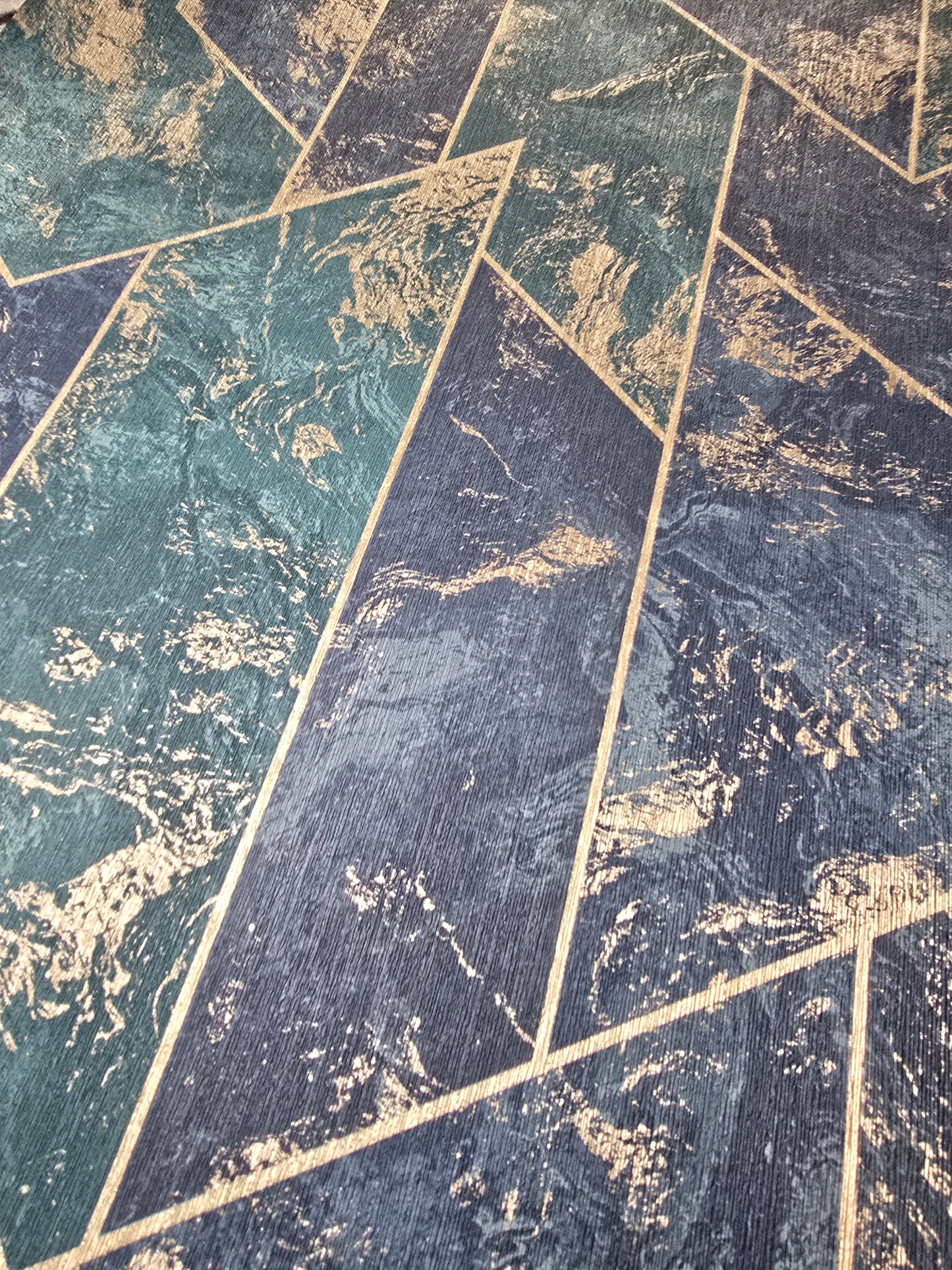 ZARCI Navy Geometric Metallic Textured Wallpaper (36121)