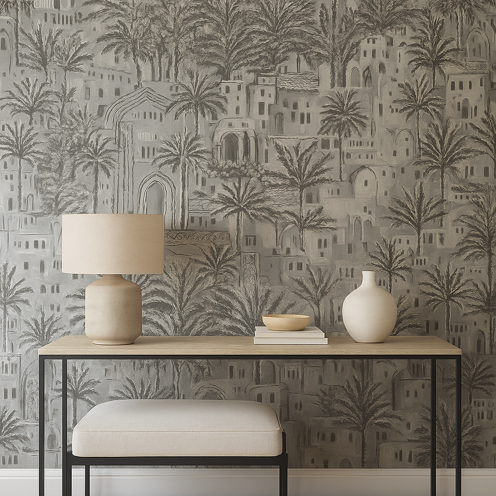 Tipaza Grey Textured Feature Wallpaper (65832)