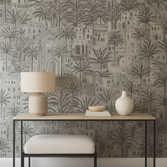 Tipaza Grey Textured Feature Wallpaper (65832)