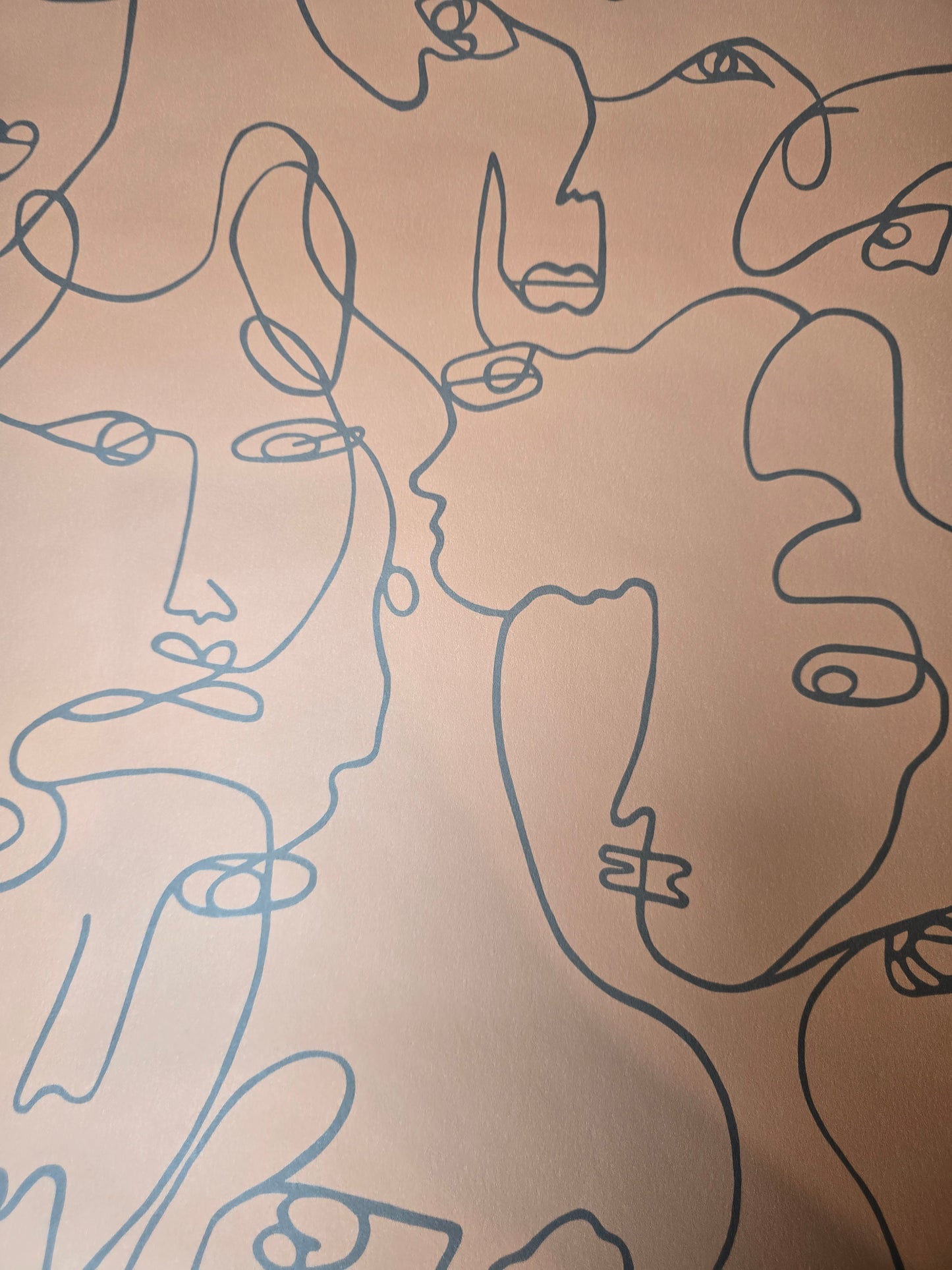 Linear Visages Burnt Orange Abstract Face Wallpaper (91271)