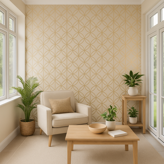 Statement Feature Wallpaper – Diso Beige/Gold