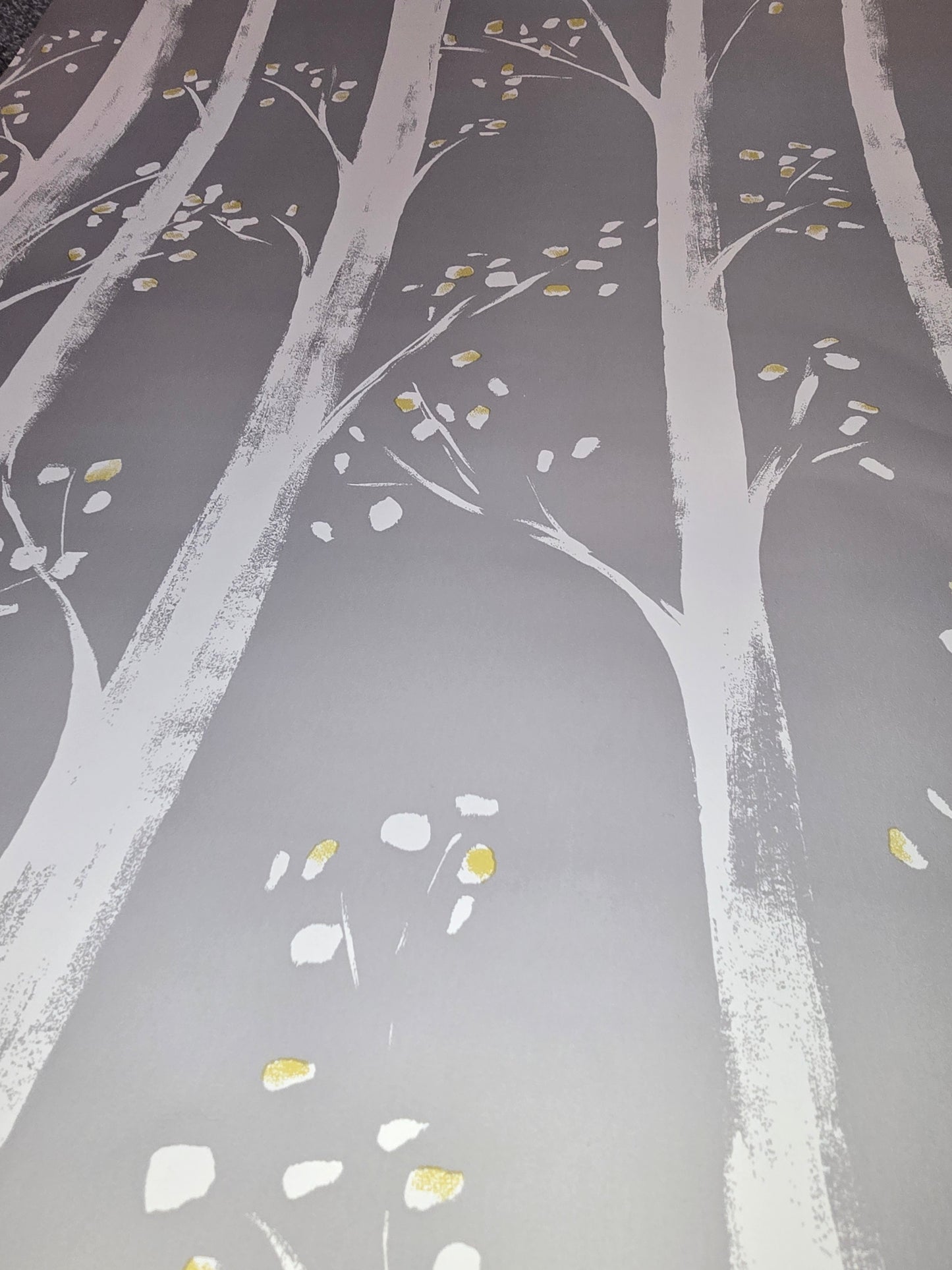 Pretty Trees Ochre Grey Wallpaper