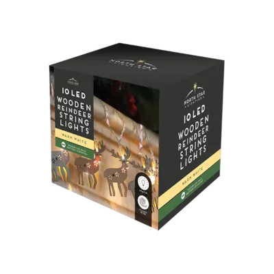 10 LED Wooden Reindeer String Lights – 1.65 m