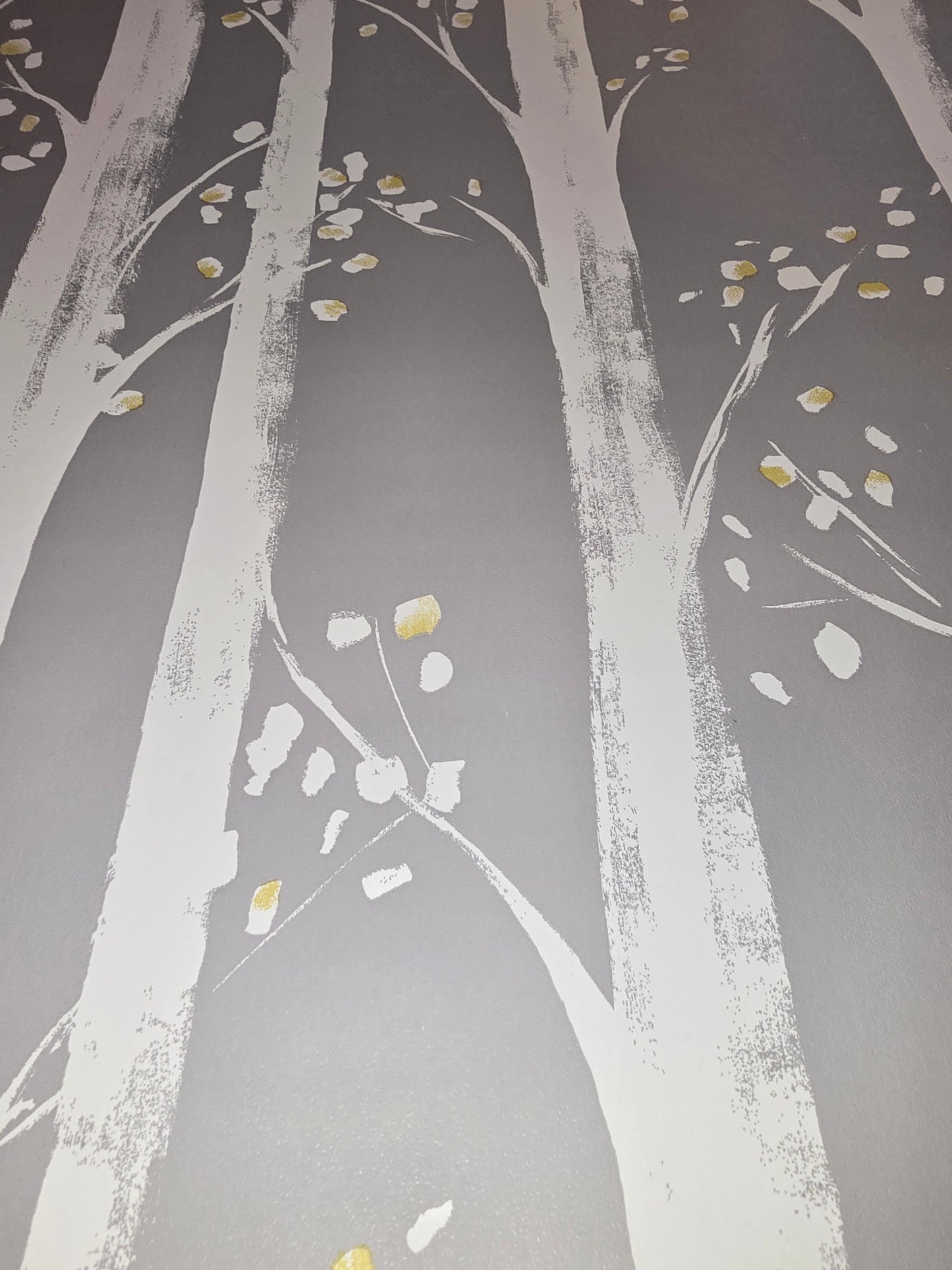 Pretty Trees Ochre Grey Wallpaper