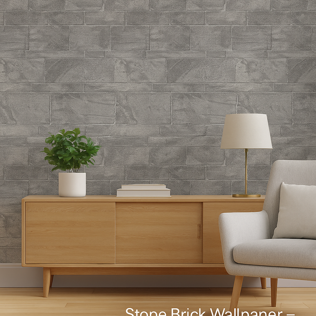 Stone Brick Effect Wallpaper – Grey (FD25375)