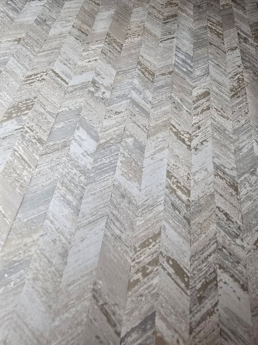 Saram Texture Neutral Herringbone Wallpaper (91294)
