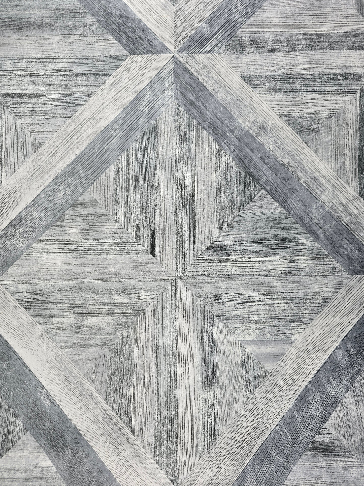 Geometric Wood Effect Wallpaper – Silver Grey (FD25373)