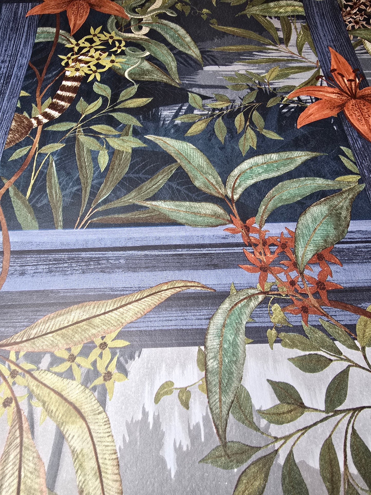 Comoro Navy Jungle Lemur Feature Wallpaper (91390)