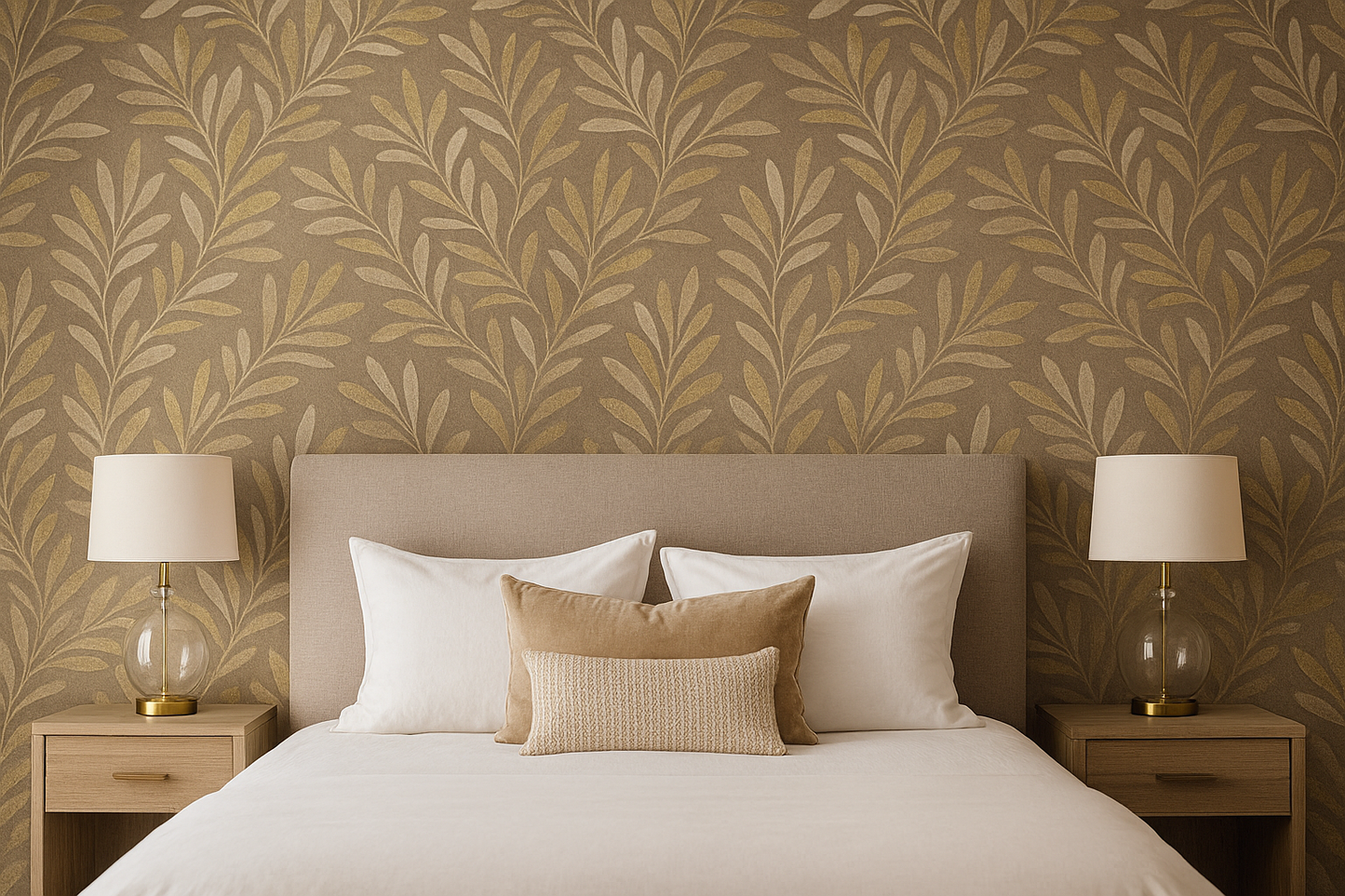 Willow Trail Taupe Textured Leaf Wallpaper – 204801