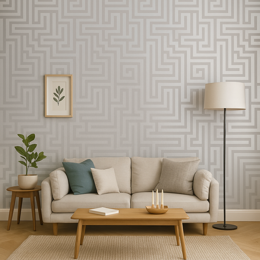 Glistening Maze Grey Wallpaper