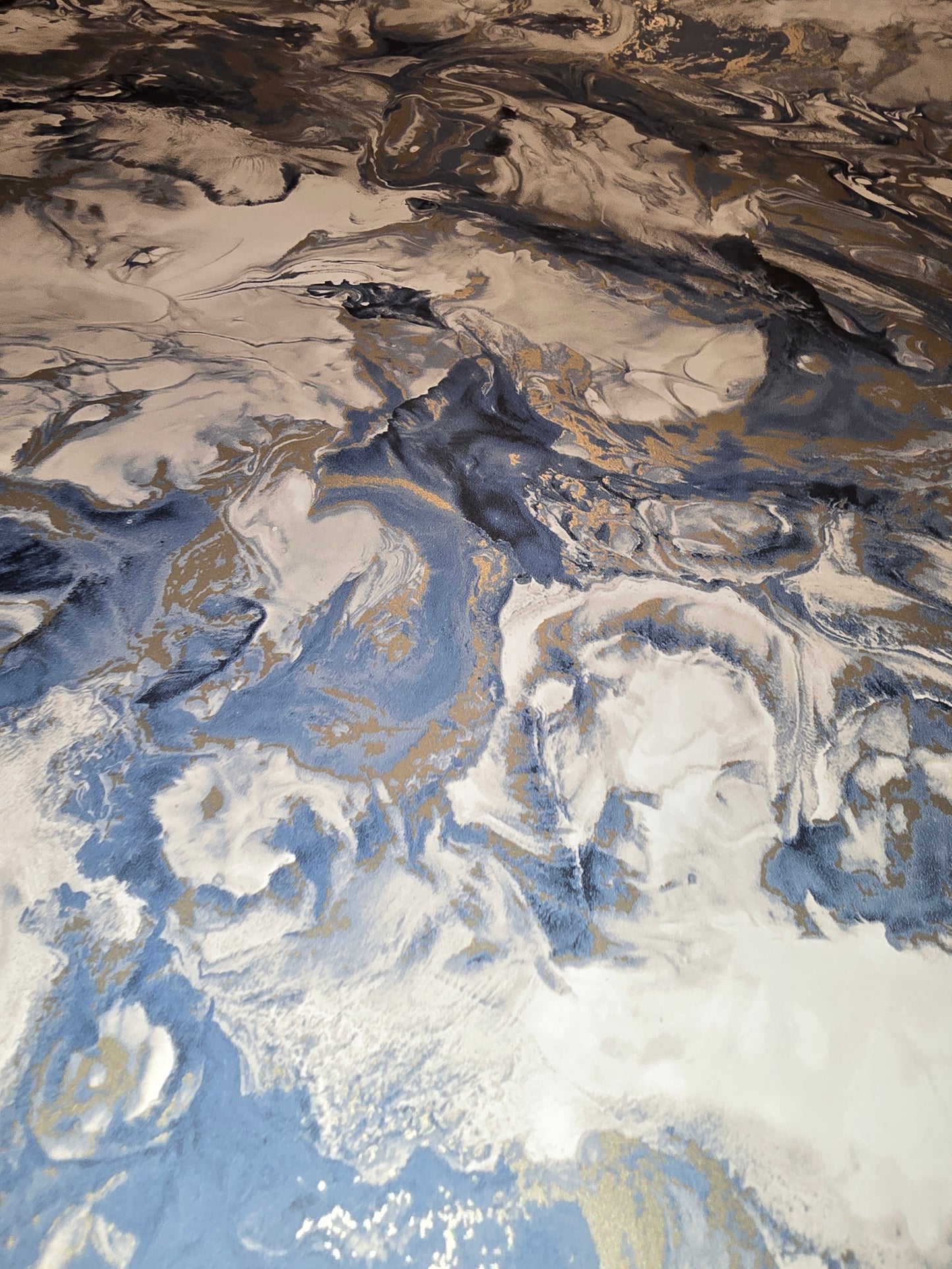 Blue & Gold Marble Effect Wallpaper