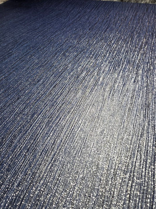 Slightly Imperfect Navy Blue Glitter Vinyl Wallpaper – Luxury Plain Textured Feature Wall (110)
