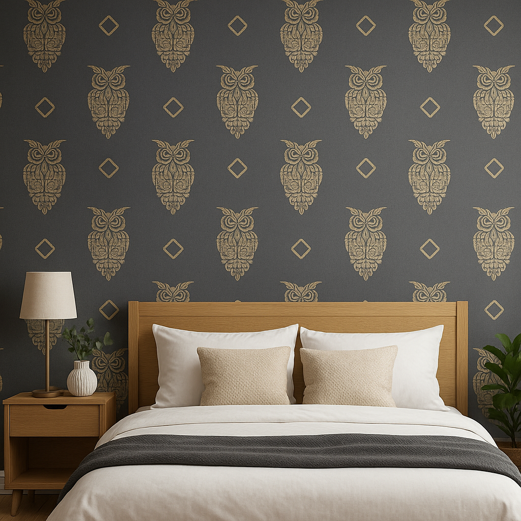 What a Hoot Wallpaper. Black and gold glitter owls