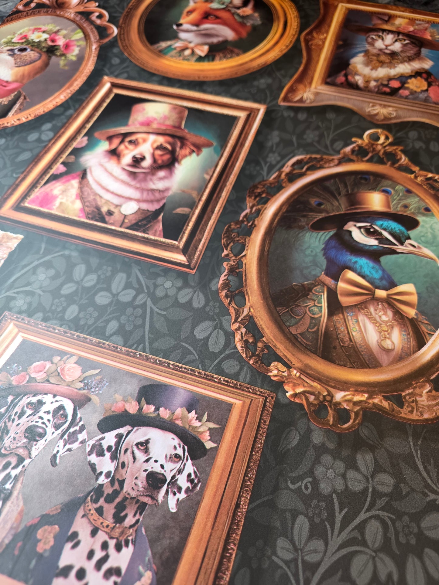 Regal Beasts Animal Portrait Wallpaper – Vintage Gallery Wall Charcoal (13790)