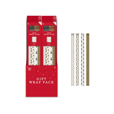 Nordic Nature Gift Wrap Set – 4 Pack with Tags & Ribbon