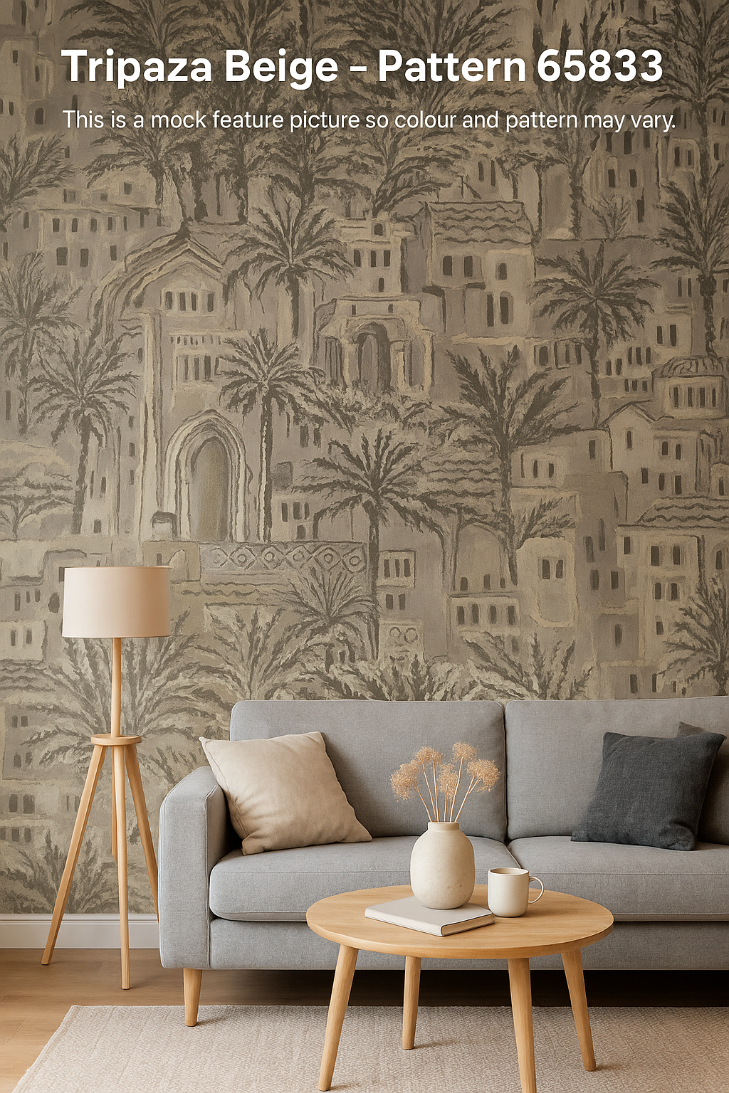 Tipaza Beige Textured Desert Landscape Wallpaper (65833)