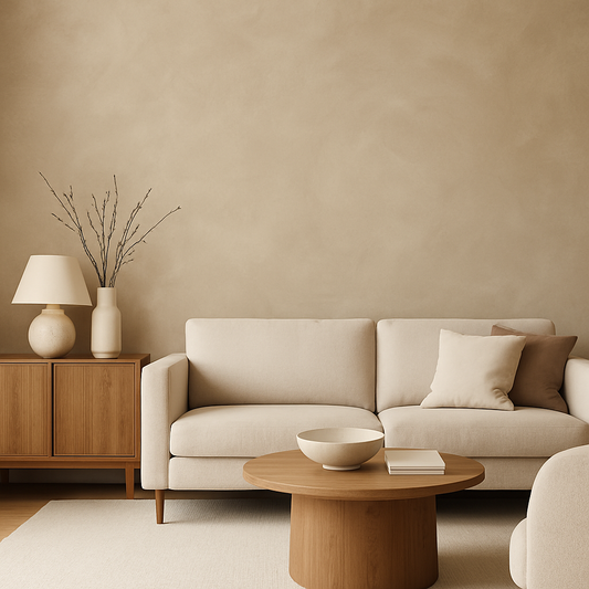 Textured Swirl Effect Wallpaper – Warm Beige Neutral.