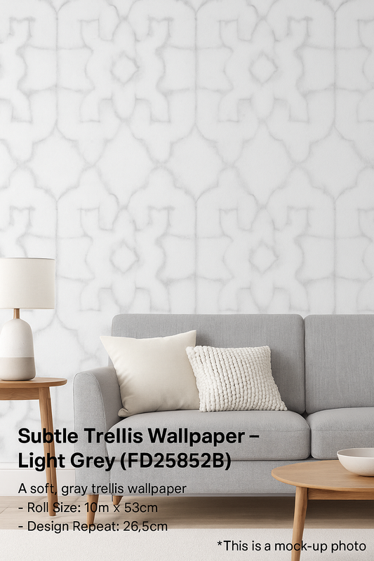 Subtle Trellis Wallpaper – Light Grey (FD25528)
