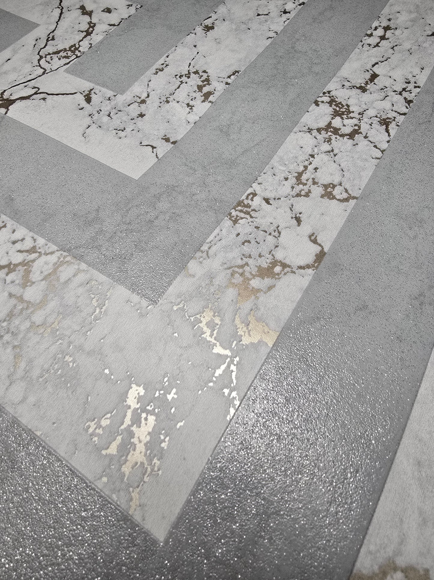 Athena Marble Grey Geometric Metallic Wallpaper Luxury Modern Feature Wall (4018)