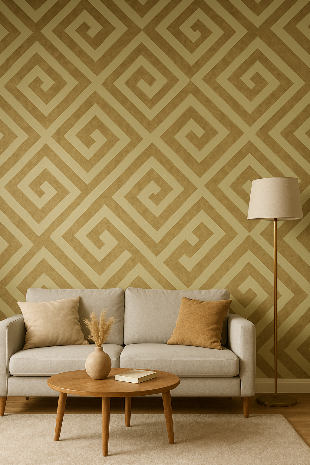 Greek Key Gold Wallpaper