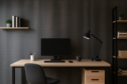 Metallic Black & Bronze Hexagon Textured Wallpaper (10386-15)