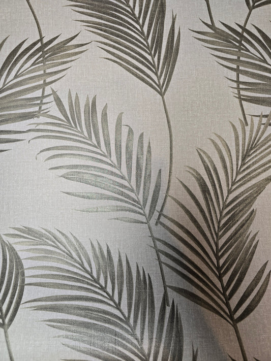 Slightly Imperfect Palm Leaf Botanical Wallpaper – Neutral Tropical Linen Effect Feature Wall (103)