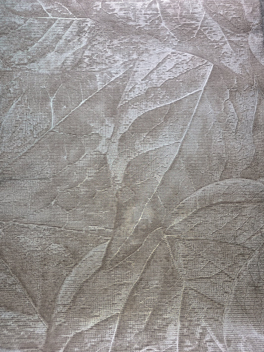 Luxury Vinyl Taupe Textured Leaf Wallpaper – M95661