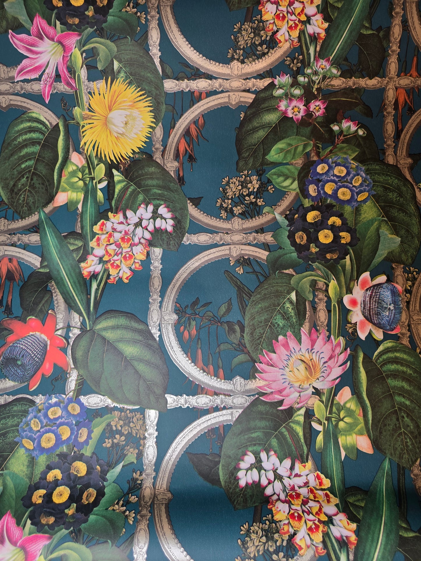 Alata Teal Botanical Baroque Feature Wallpaper (91432)