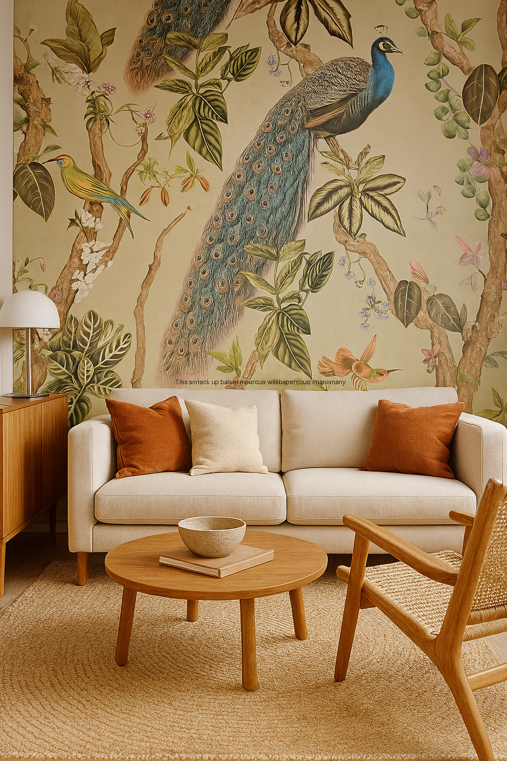 ✨  Feature Wallpaper – Peacock Woods (Taupe) ✨