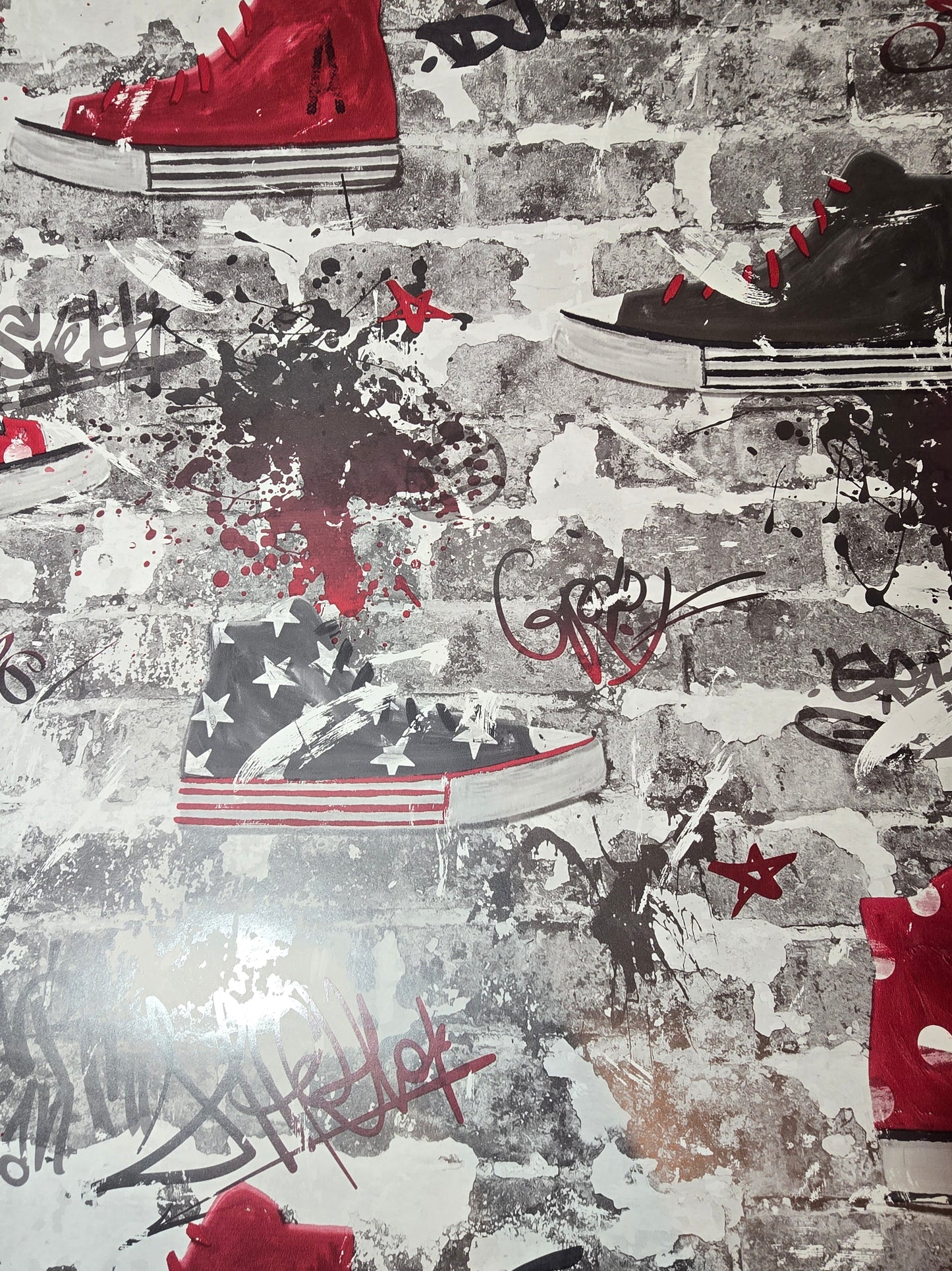 Urban Street Graffiti Sneaker & Brick Wallpaper (FD42221)