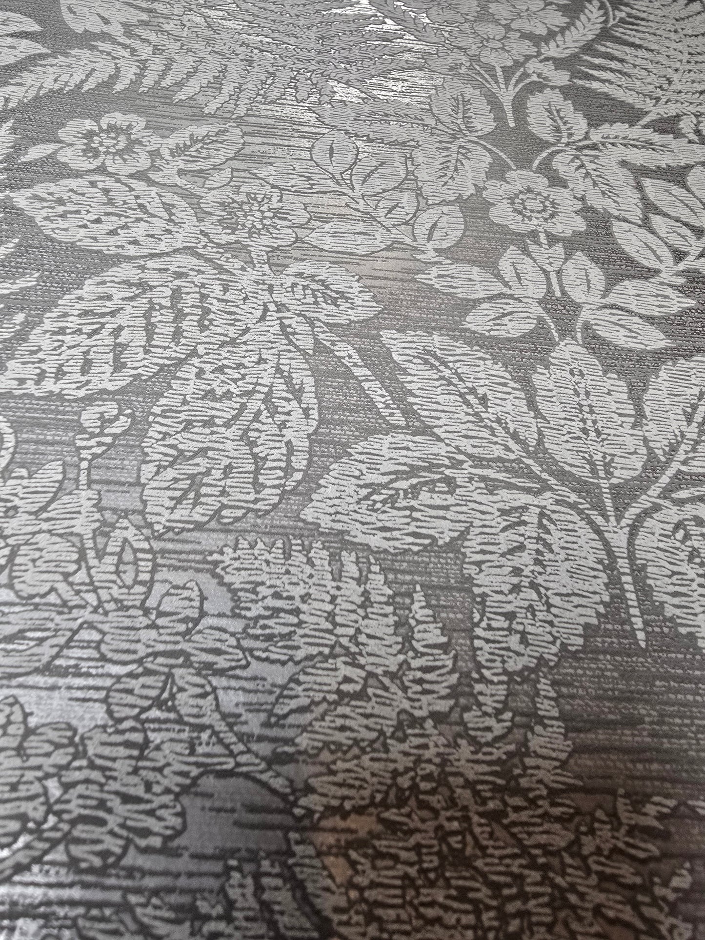 Loxley Grey Textured Botanical Birds Wallpaper (65803)