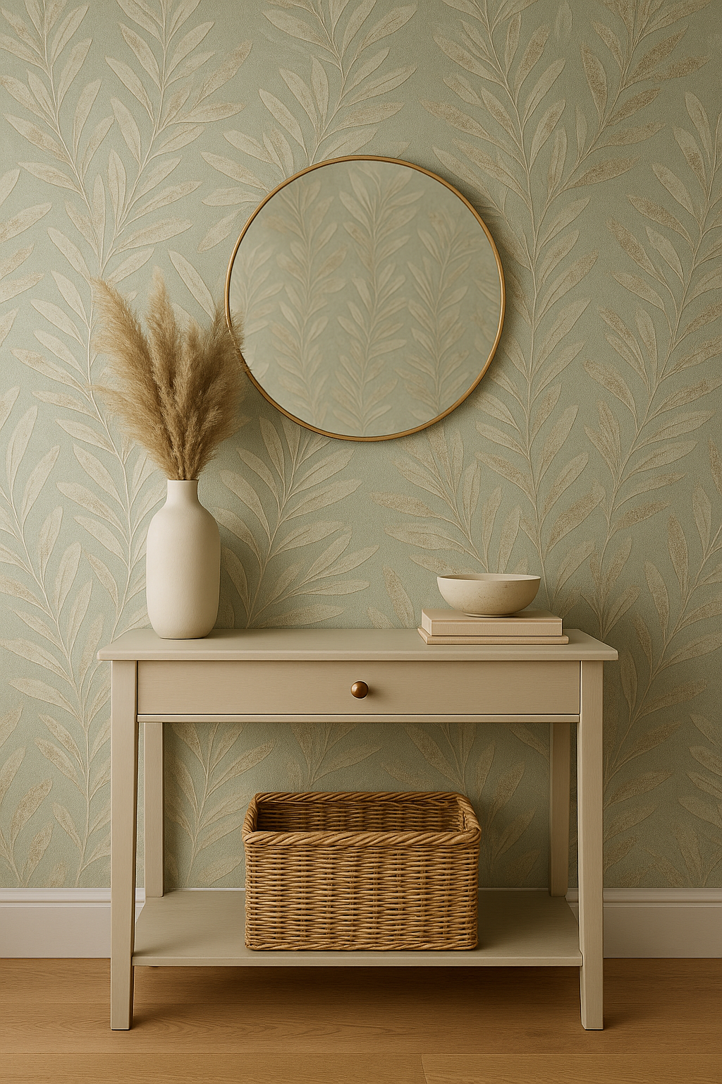 Willow Trail Sage Textured Leaf Wallpaper – 204803
