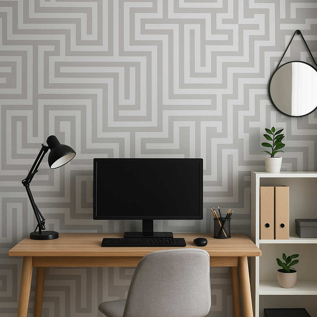 Glistening Maze Grey Wallpaper