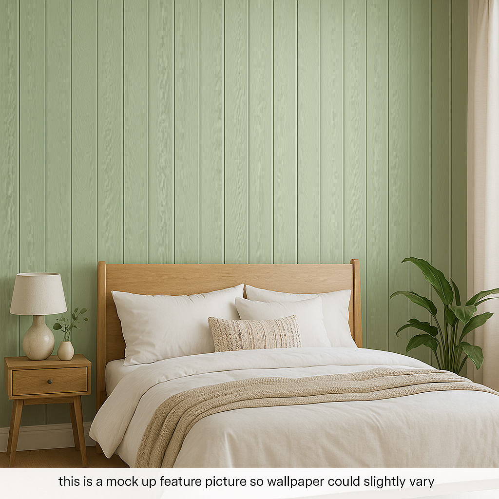 Tongue & Groove Sage Green Wallpaper 🌿