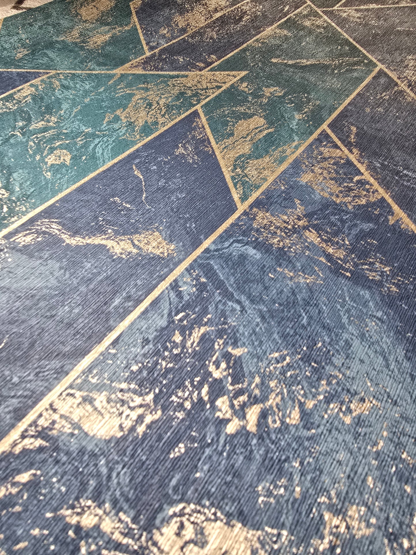 ZARCI Navy Geometric Metallic Textured Wallpaper (36121)