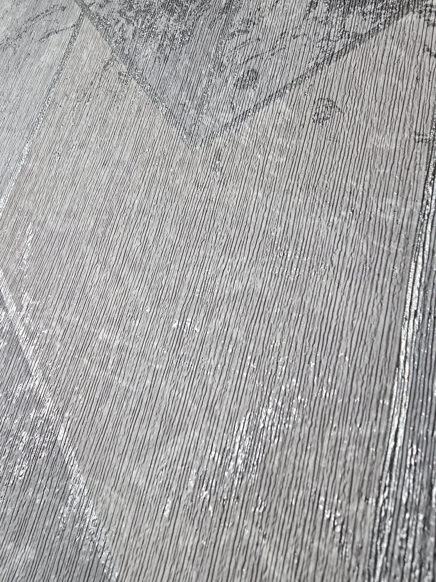 Zarci Grey Textured Geometric Metallic Wallpaper (36122)