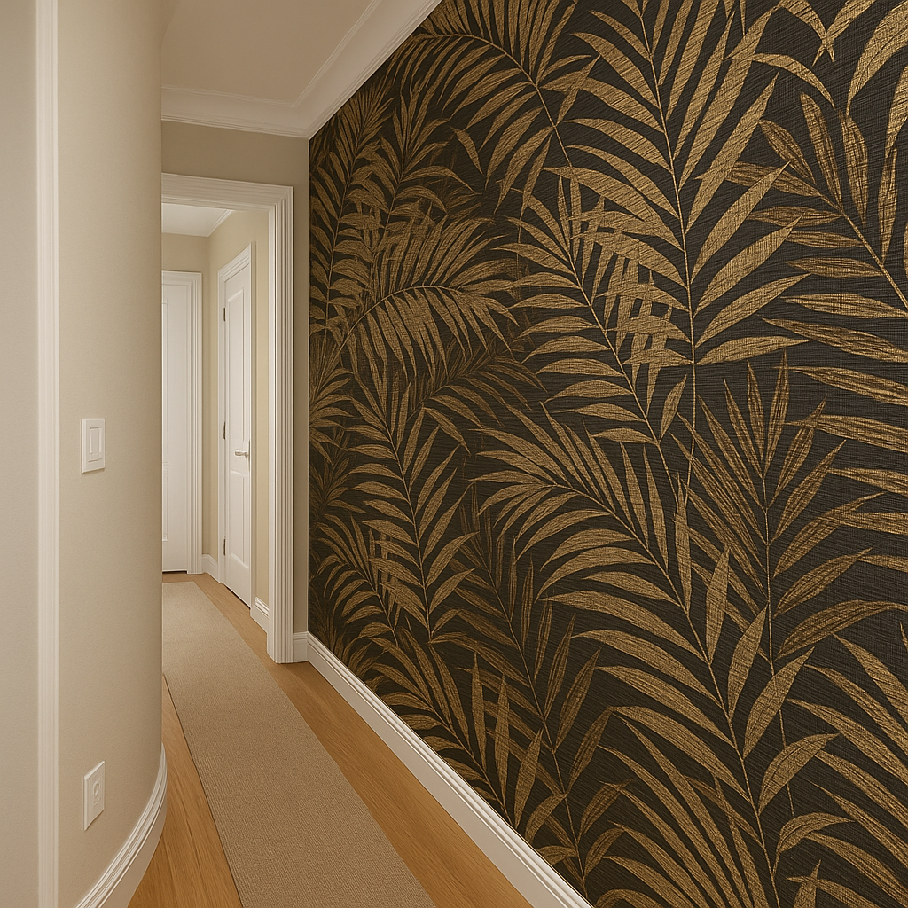Textured Palm Gold & Chocolate Wallpaper 🌴