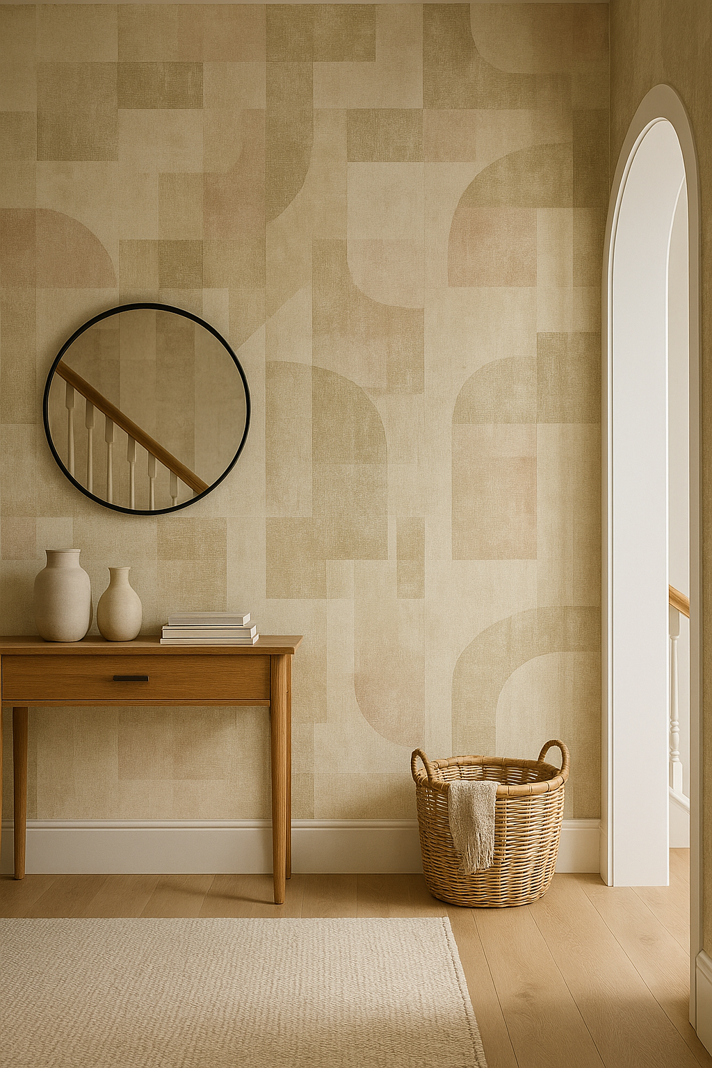 Modern Geometric Block Wallpaper – Neutral Beige & Taupe Tones