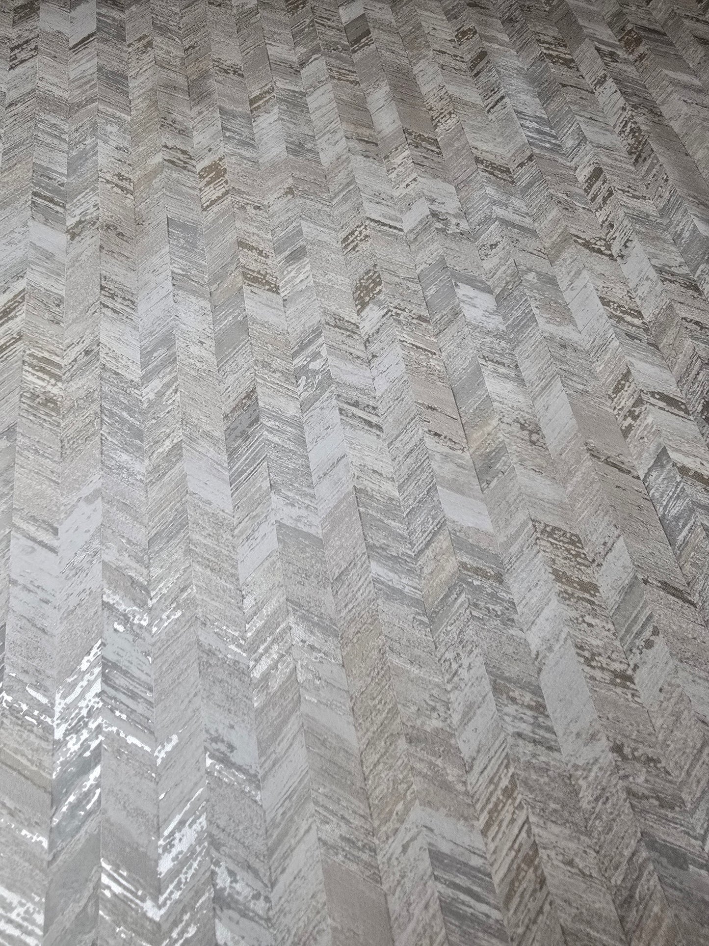 Saram Texture Neutral Herringbone Wallpaper (91294)